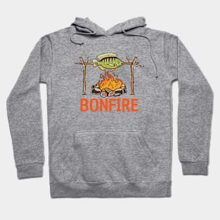 illustration of fish grilled over a bonfire Hoodie